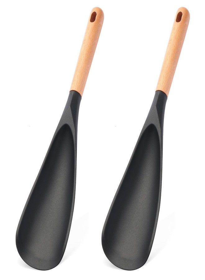 GZLT 2 Pcs Wooden Handle Silicone Cooking Spoon Set for Nonstick Cookware Cooking, Baking, Stirring ，BPA-Free Heat-Resistant Spatula for Mixing, Flipping, Scraping - Image 1